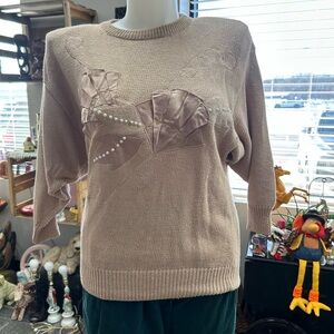 Women's VINTAGE Beige Sweater with Embellishments
